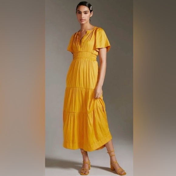 Anthropologie Dresses & Skirts - Anthropologie Somerset Satin Edition in Mango Midi Maxi Dress XL
